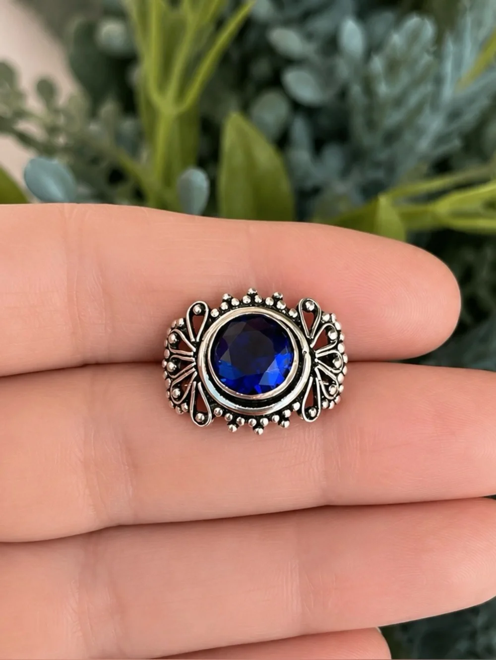 Handcrafted Faceted Tanzanite Sterling Silver Ring